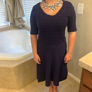 Navy elbow sleeve sweater dress
